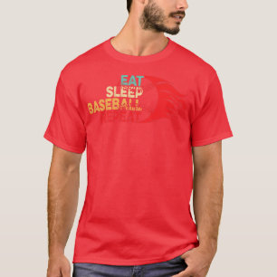 Eat Sleep Baseball Repeat Baseball Player Funny Vi T-Shirt