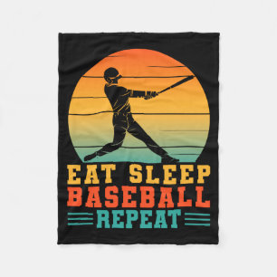 Eat sleep baseball repeat baseball player pitchers fleece blanket