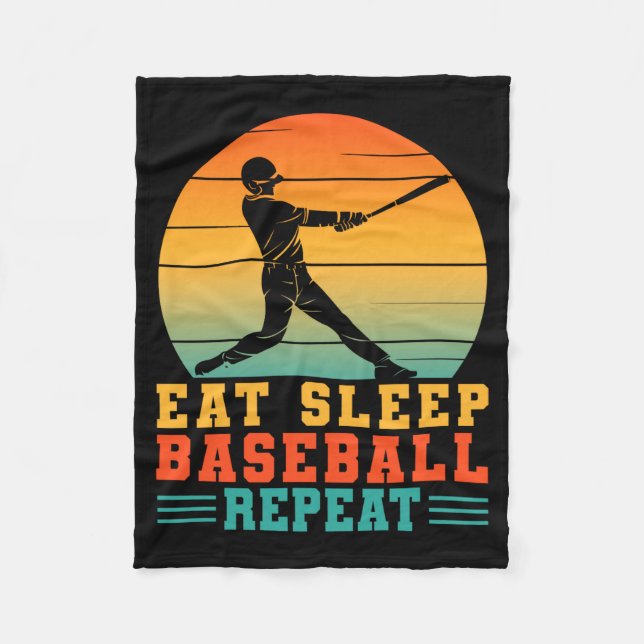 Eat sleep baseball repeat baseball player pitchers fleece blanket (Front)