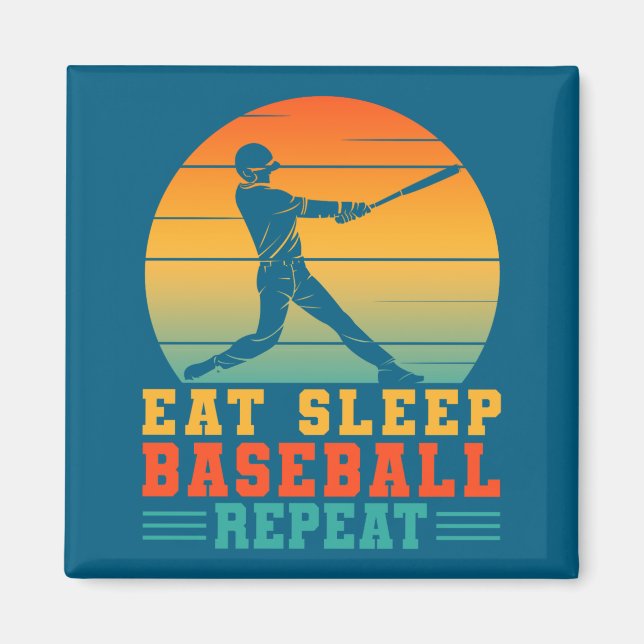 Eat sleep baseball repeat baseball player pitchers magnet (Front)