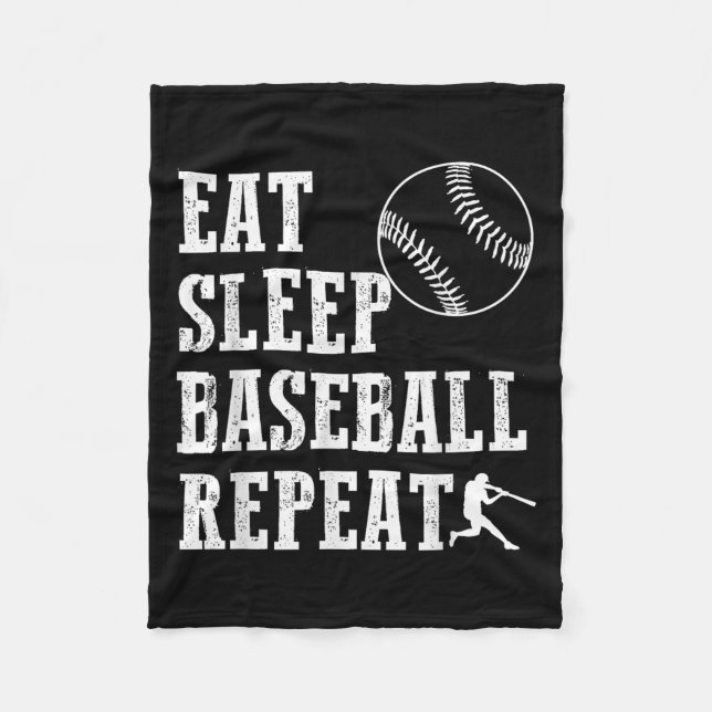 Eat Sleep Baseball Repeat Batter Life Srts Hustle  Fleece Blanket (Front)