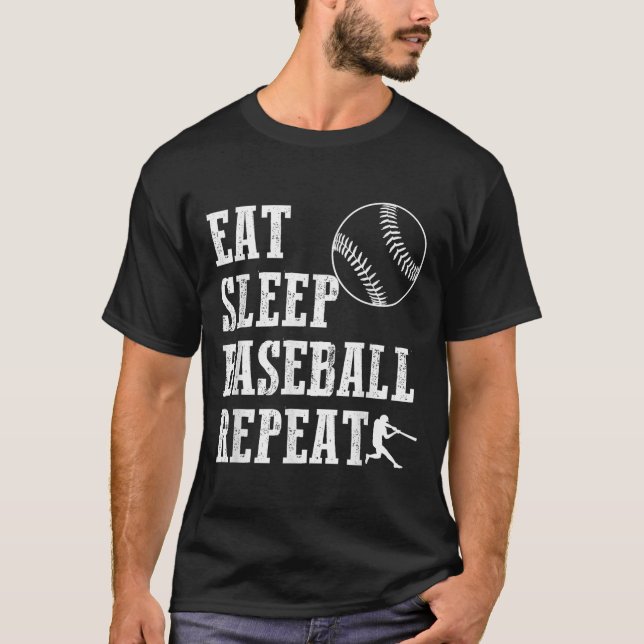 Eat Sleep Baseball Repeat Batter Life Srts Hustle  T-Shirt (Front)