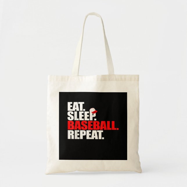 Eat Sleep Baseball Repeat Catcher Pitcher Baseball Tote Bag (Front)