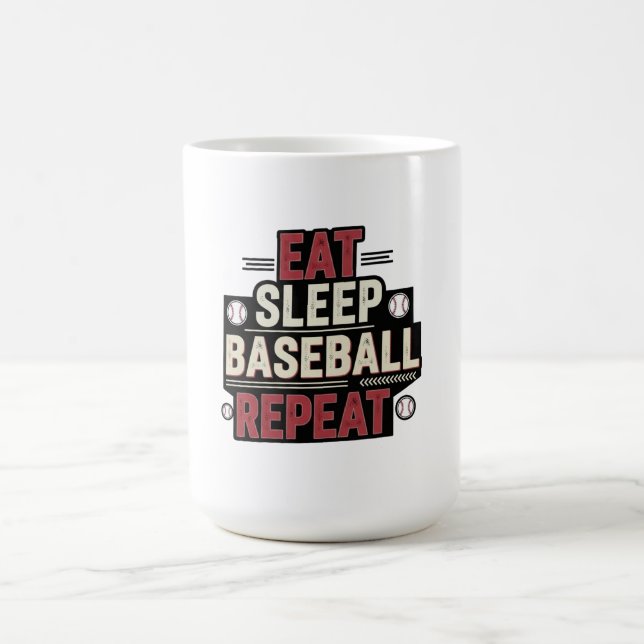 Eat Sleep Baseball Repeat Funny Baseball Fan Coffee Mug (Center)