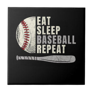Eat Sleep Baseball Repeat Funny Baseball Player Ceramic Tile