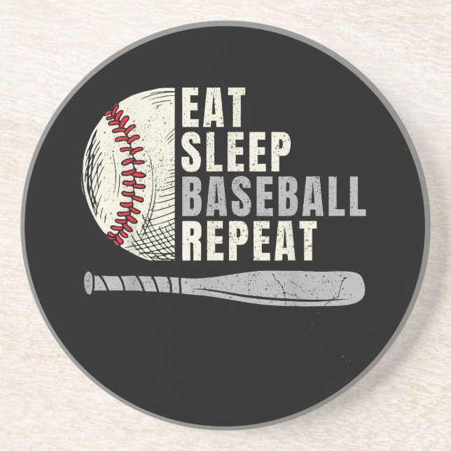 Eat Sleep Baseball Repeat Funny Baseball Player Coaster (Front)