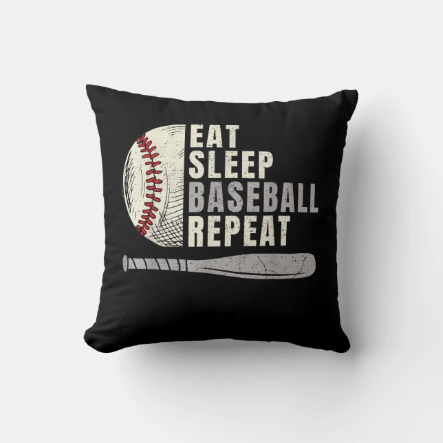 Eat Sleep Baseball Repeat Funny Baseball Player  Cushion (Front)