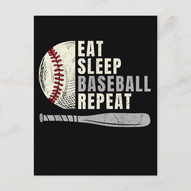 Eat Sleep Baseball Repeat Funny Baseball Player  Enclosure Card (Front)