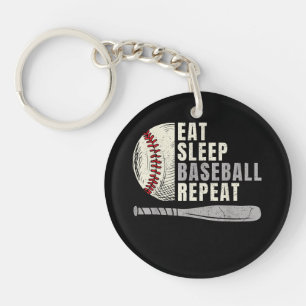 Eat Sleep Baseball Repeat Funny Baseball Player  Key Ring