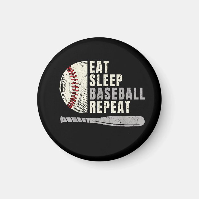 Eat Sleep Baseball Repeat Funny Baseball Player Magnet (Front)