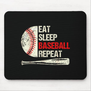 Eat Sleep Baseball Repeat Funny Baseball Player  Mouse Pad