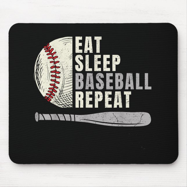 Eat Sleep Baseball Repeat Funny Baseball Player Mouse Pad (Front)