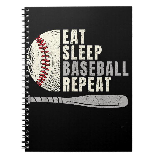 Eat Sleep Baseball Repeat Funny Baseball Player Notebook (Front)