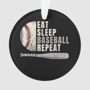 Eat Sleep Baseball Repeat Funny Baseball Player Ornament