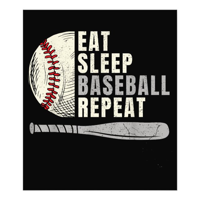 Eat Sleep Baseball Repeat Funny Baseball Player Photo Print (Front)