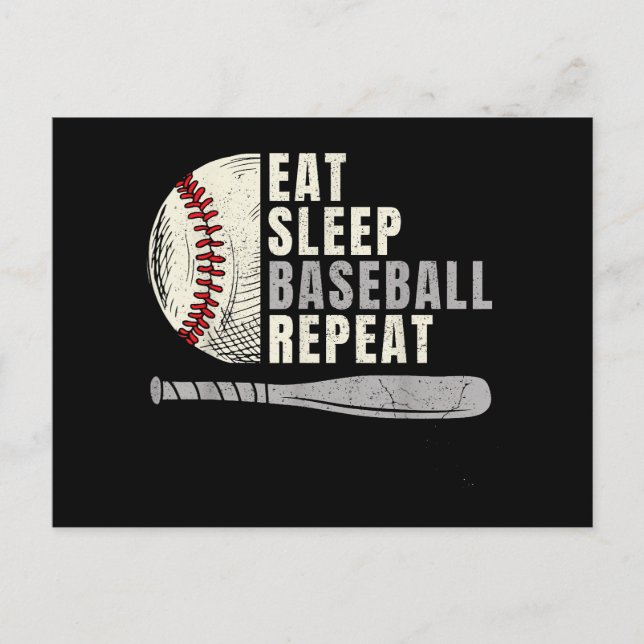 Eat Sleep Baseball Repeat Funny Baseball Player  Postcard (Front)