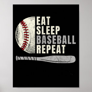 Eat Sleep Baseball Repeat Funny Baseball Player Poster