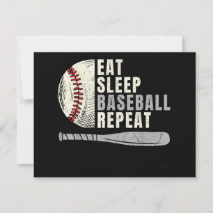 Eat Sleep Baseball Repeat Funny Baseball Player  RSVP Card