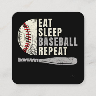 Eat Sleep Baseball Repeat Funny Baseball Player Square Business Card