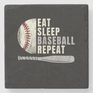 Eat Sleep Baseball Repeat Funny Baseball Player Stone Coaster