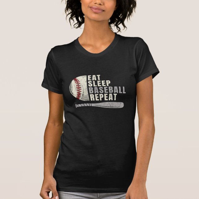 Eat Sleep Baseball Repeat Funny Baseball Player T-Shirt (Front)
