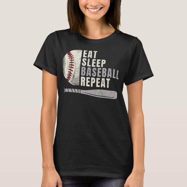 Eat Sleep Baseball Repeat Funny Baseball Player T-Shirt (Front)