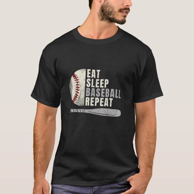 Eat Sleep Baseball Repeat Funny Baseball Player  T-Shirt (Front)
