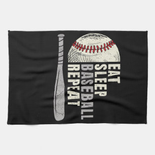 Eat Sleep Baseball Repeat Funny Baseball Player Tea Towel