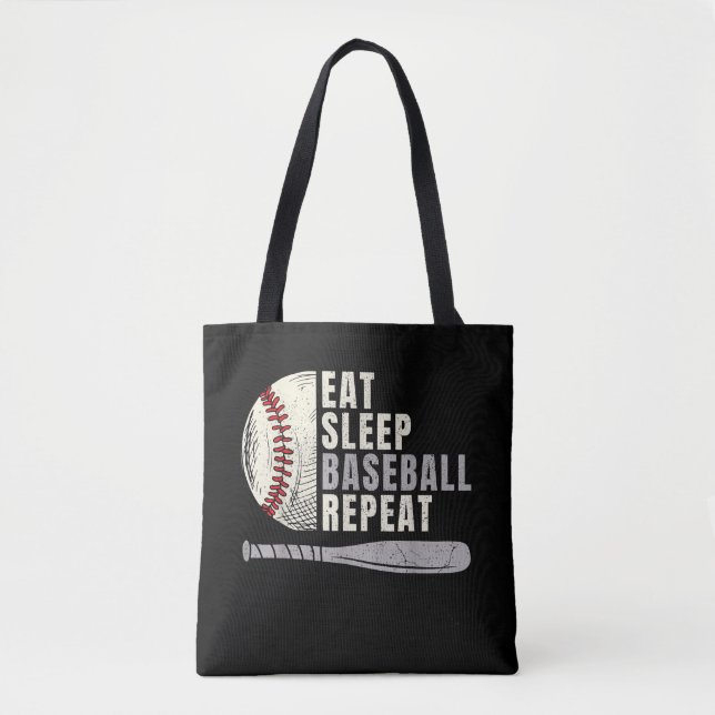 Eat Sleep Baseball Repeat Funny Baseball Player  Tote Bag (Front)