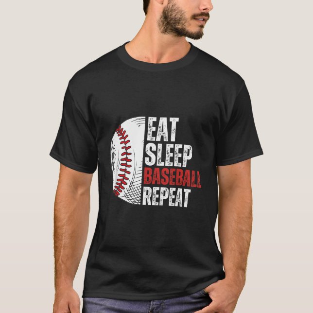 Eat Sleep Baseball Repeat Funny Baseball Players K T-Shirt (Front)