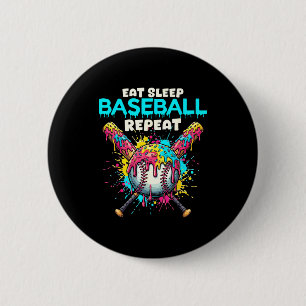 Eat Sleep Baseball Repeat Funny Ice Cream Drip Cro 6 Cm Round Badge