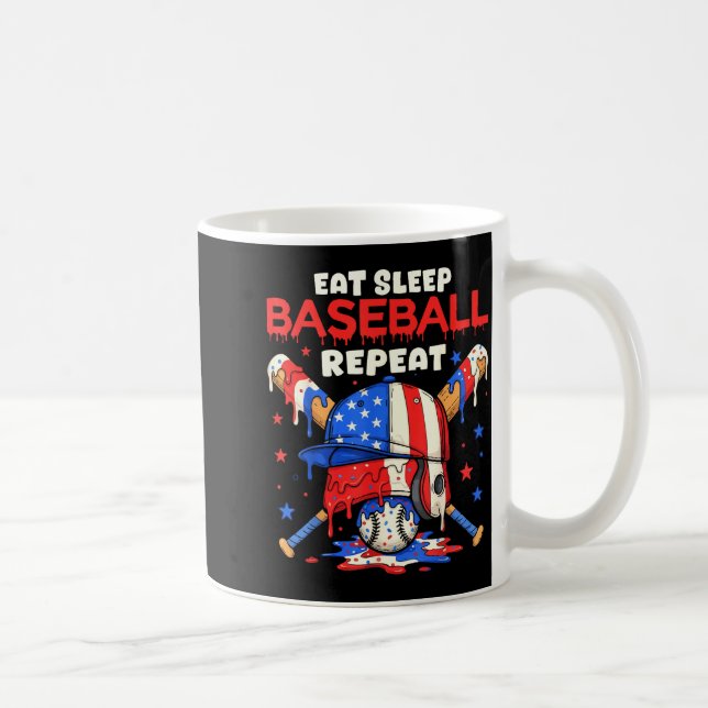 Eat Sleep Baseball Repeat Funny Ice Cream Drip Cro Coffee Mug (Right)