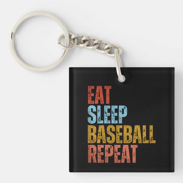 EAT SLEEP BASEBALL REPEAT KEY RING (Front)