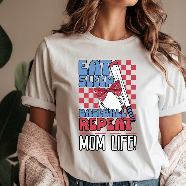 Eat Sleep Baseball Repeat, Mum Life T-Shirt (Creator Uploaded)