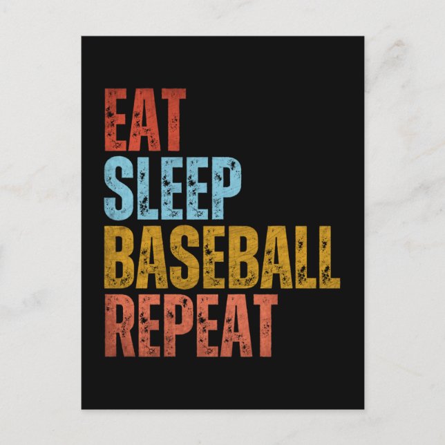 EAT SLEEP BASEBALL REPEAT POSTCARD (Front)