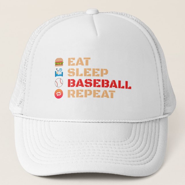 Eat Sleep Baseball Repeat Trucker Hat (Front)