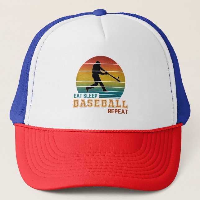 Eat Sleep Baseball Repeat Trucker Hat (Front)