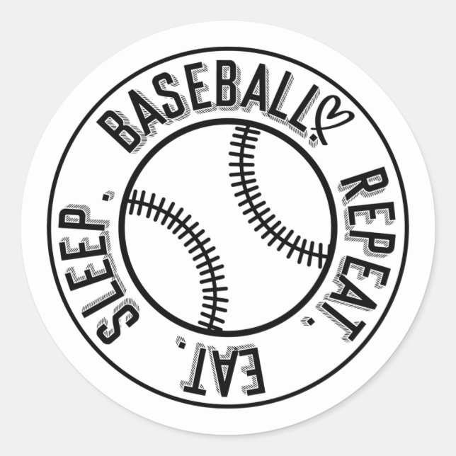 eat sleep baseball sports repeat classic round sticker (Front)