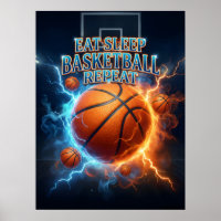 Eat Sleep Basketball Fire