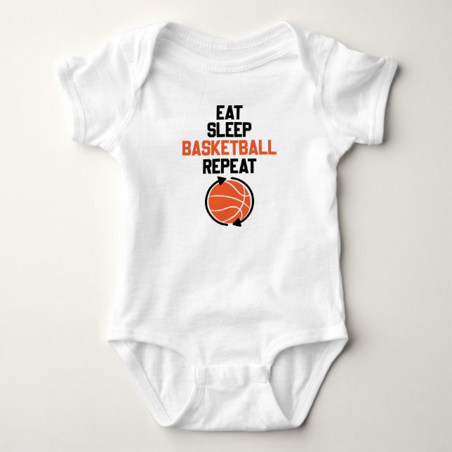 Eat Sleep Basketball Repeat Baby Bodysuit (Front)