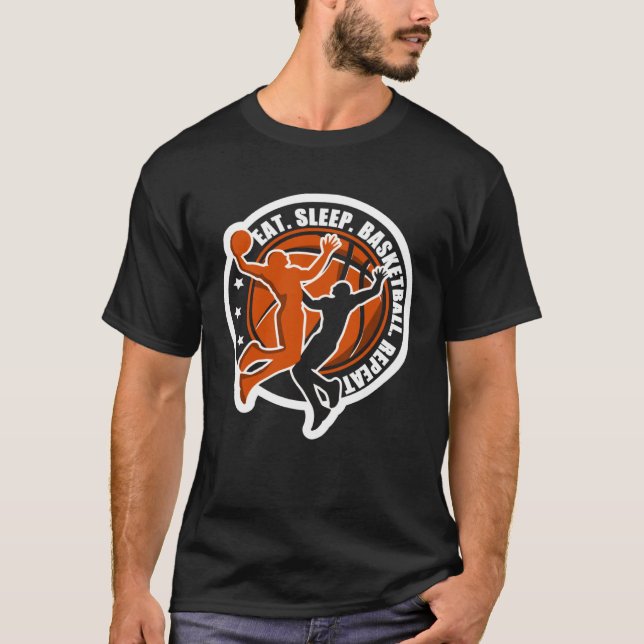 Eat Sleep Basketball Repeat Basketball Fan T-Shirt (Front)