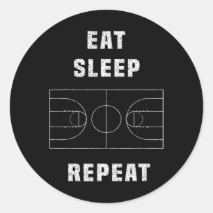 eat sleep basketball repeat classic round sticker