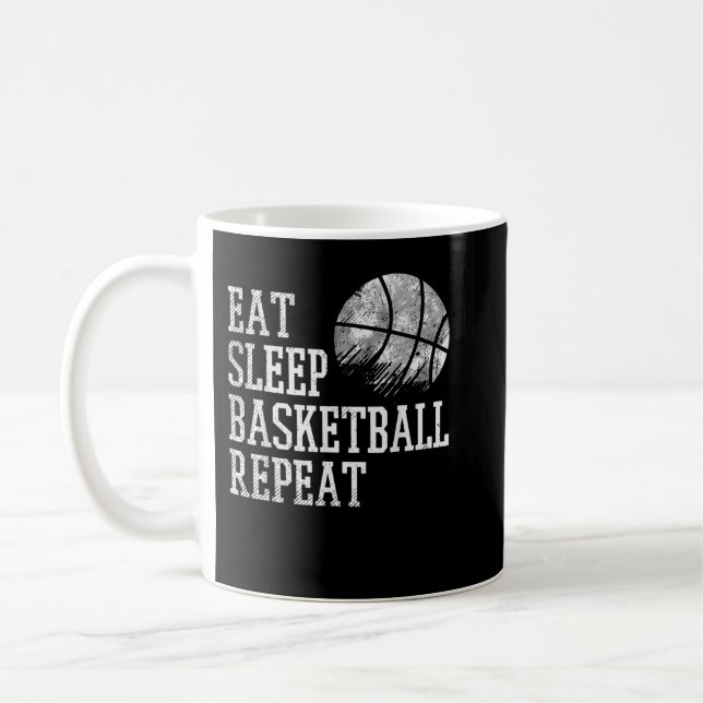 Eat Sleep Basketball Repeat Coach Player Men Women Coffee Mug (Left)