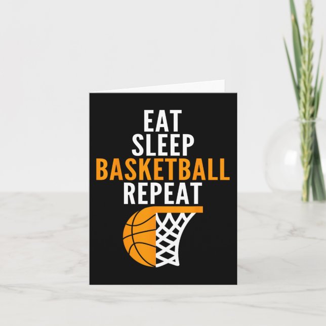 eat sleep basketball repeat court ball players fan card (Front)