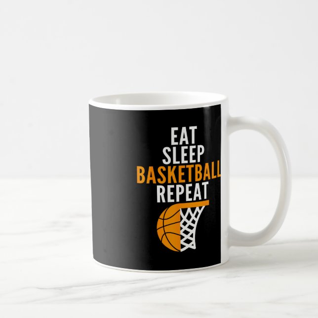 eat sleep basketball repeat court ball players fan coffee mug (Right)