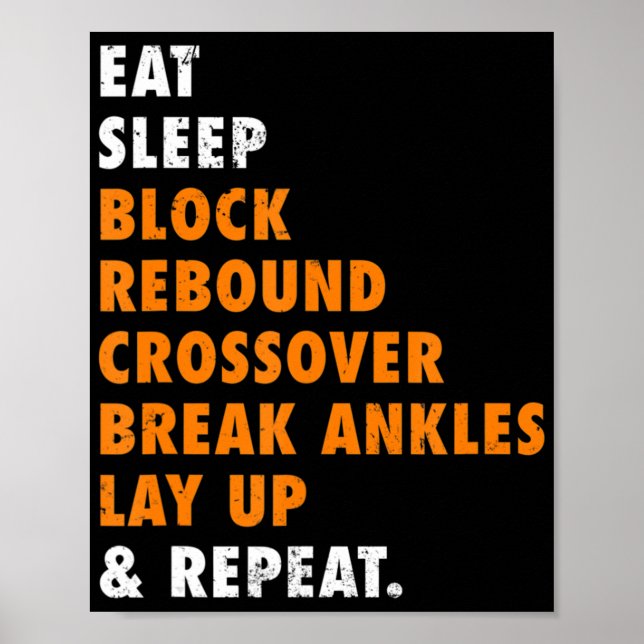 Eat Sleep Basketball Repeat Fun Gift for Basketbal Poster (Front)