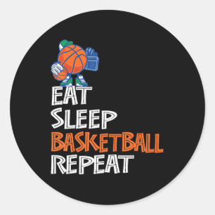 Eat Sleep Basketball Repeat Gifts for Boys and Me Classic Round Sticker