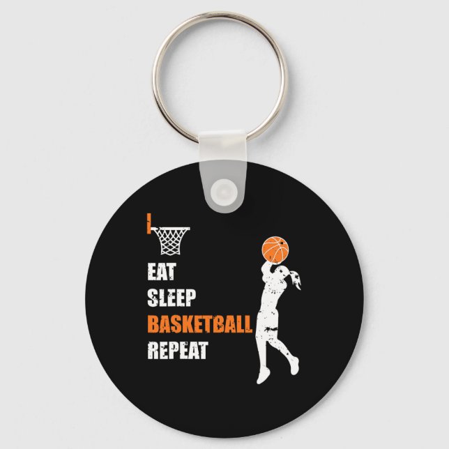 Eat Sleep Basketball Repeat Girls Basketball Playe Key Ring (Front)