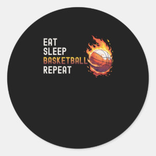 Eat Sleep Basketball Repeat Jersey For Girls Boys Classic Round Sticker