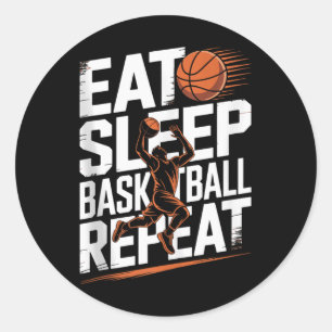Eat Sleep Basketball Repeat, Player, Boys, Girls B Classic Round Sticker